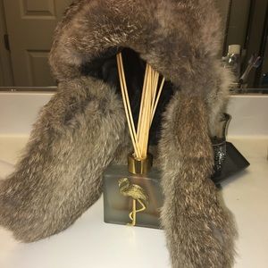 Rabbit fur aviator hat